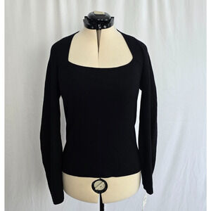 INC International Concepts Knit Sweater Women'sXL Black Square Neckline NWT